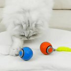 Interactive Electric Rolling Ball with Teasing Tail,Automatic Cat Toy with Tail, Electric Rolling Ball on Carpet