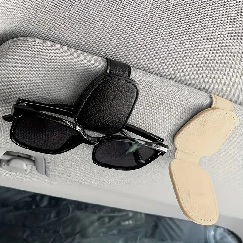 Stylish Magnetic Sunglass Holder, Magnetic Leather Sunglasses Holder and Ticket Card Clip