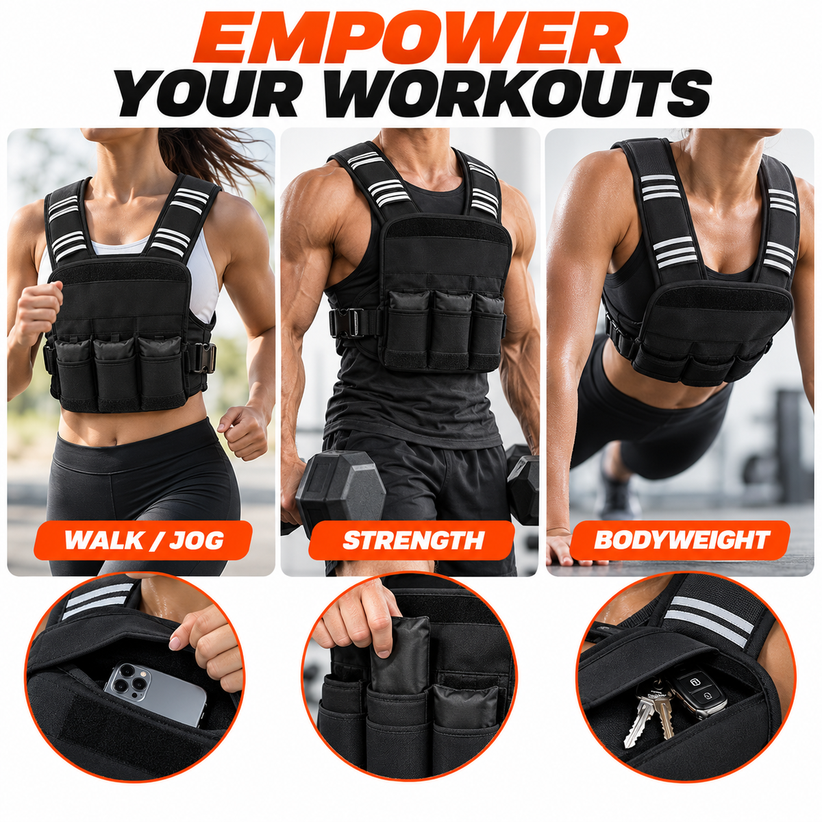 Adjustable 4–10LB Weighted Vest for Progressive Strength & Cardio Training