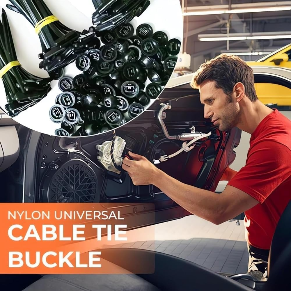 100PCS Nylon Universal Cable Tie Buckles – Reusable Automotive Fasteners for Car, Home &amp; Office