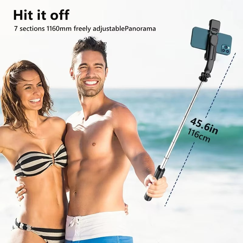 Selfie Stick Tripod with Light, Selfie Stick Tripod with Fill Light Wireless Bluetooth