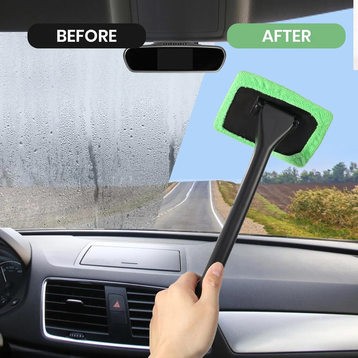 Windshield Cleaner Tool, Car Interior Window Detailing Cleaning Kit with Extendable Handle