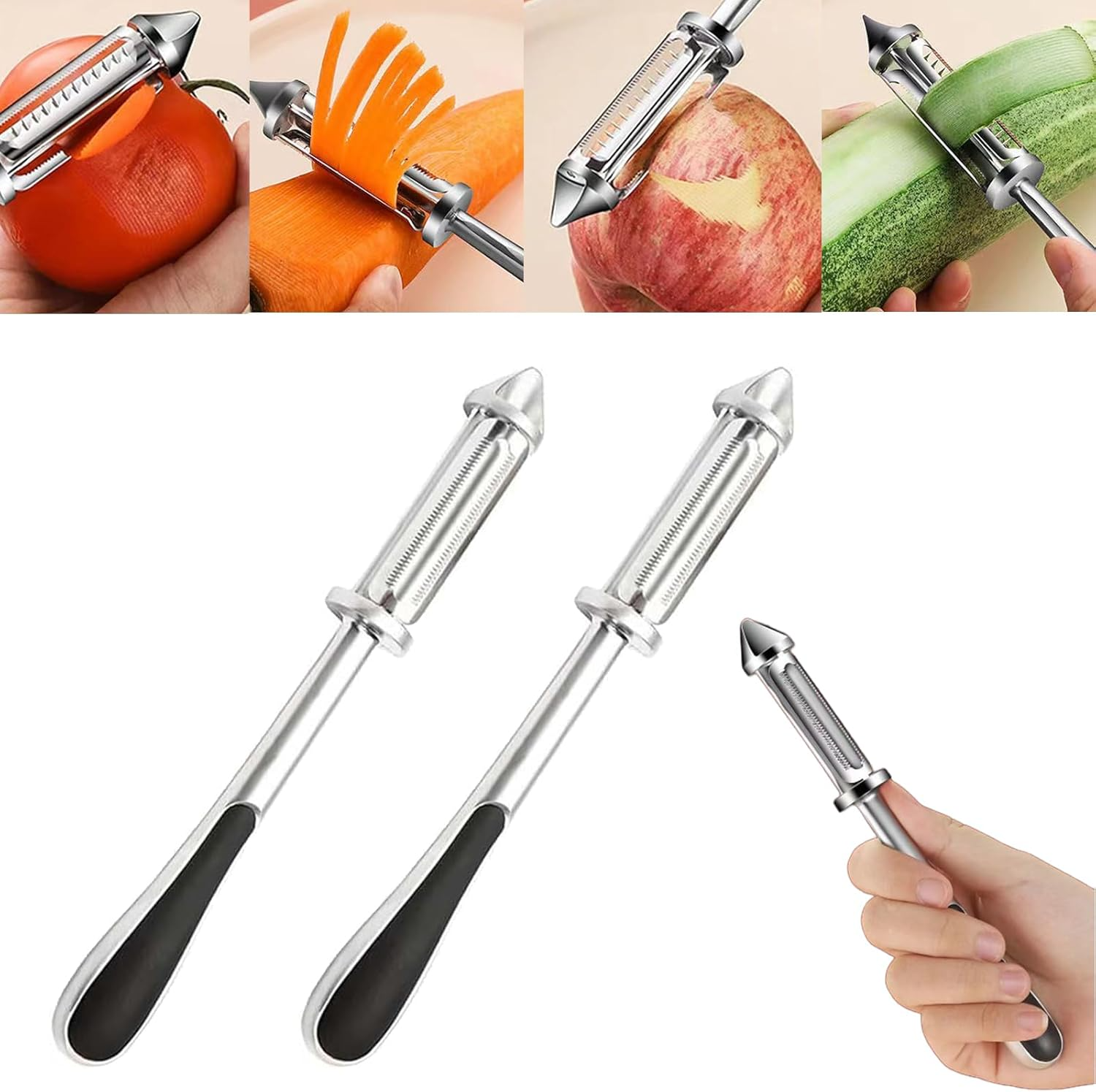 Stainless Steel Multifunctional Veggie Peeler, 3 and 1 Vegetable and Fruit Peeler