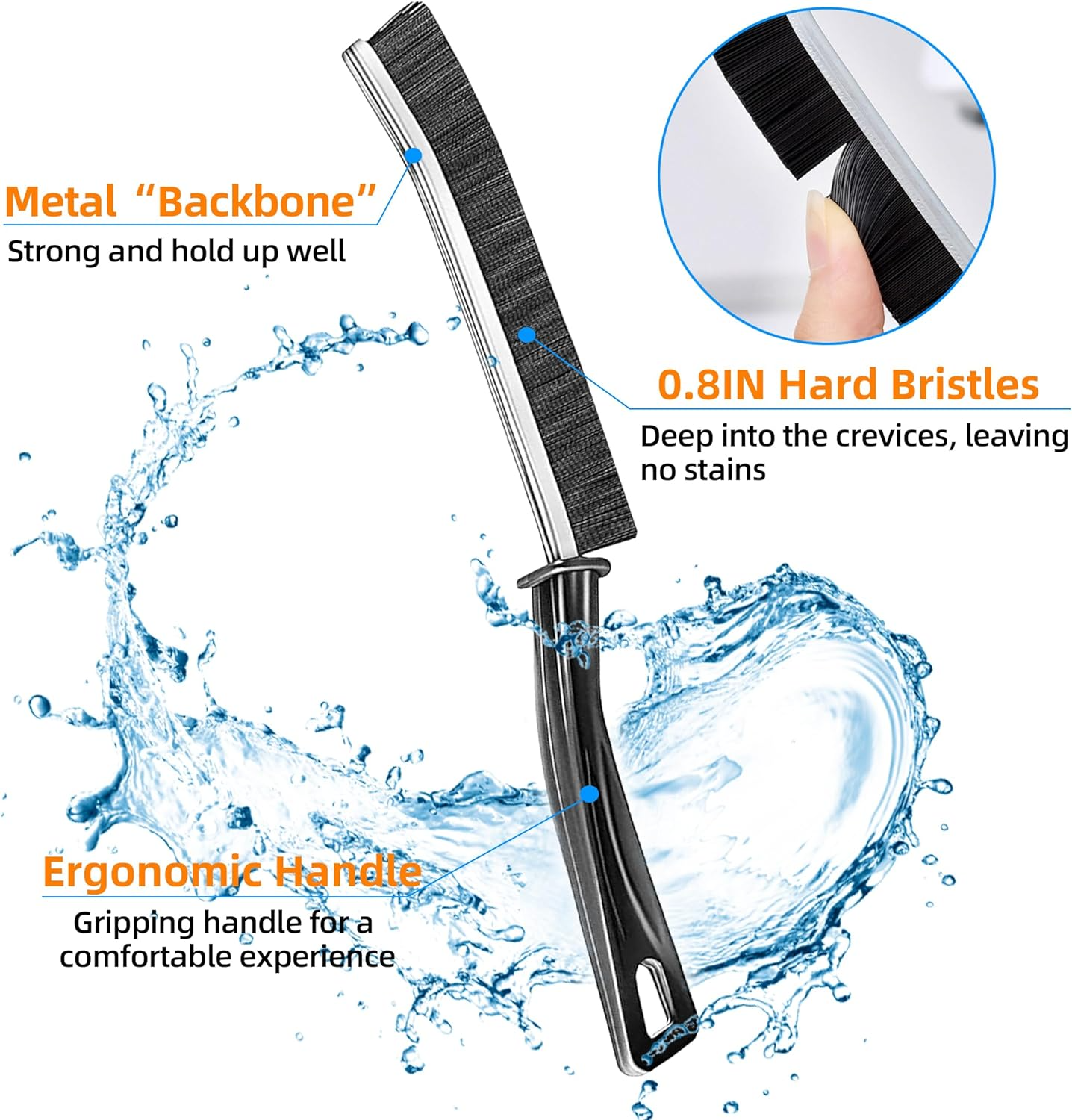 Crevice Cleaning Brush, Hard-Bristled Crevice Cleaning Brush