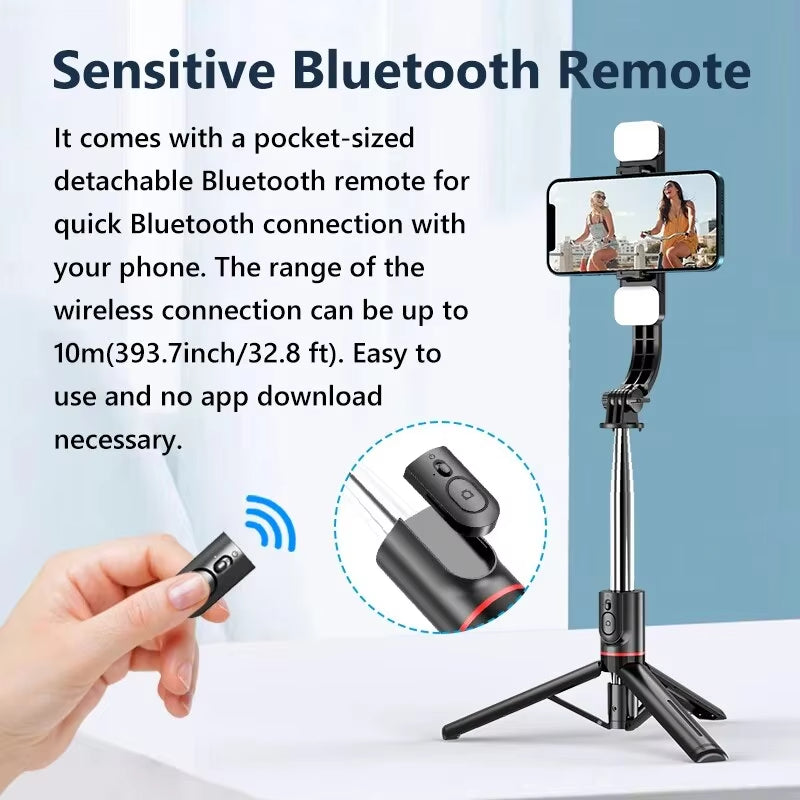 Selfie Stick Tripod with Light, Selfie Stick Tripod with Fill Light Wireless Bluetooth