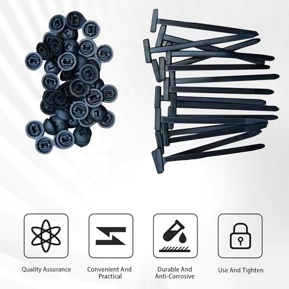 100PCS Nylon Universal Cable Tie Buckles – Reusable Automotive Fasteners for Car, Home &amp; Office
