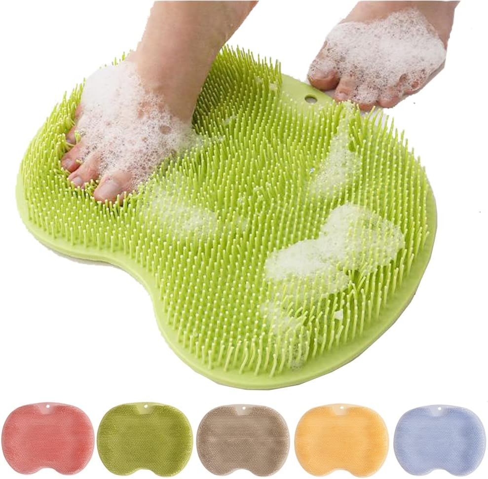 Shower Foot & Back Scrubber Massage Pad, Foot Back Cleaning Pad Back Washer Exfoliating Bath Wash Pad