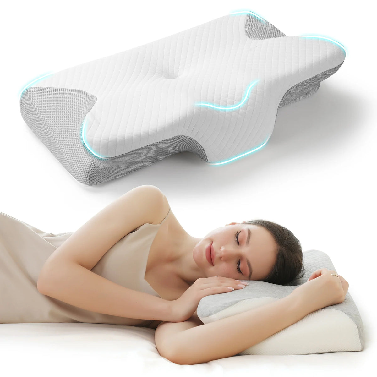 Contour Memory Foam Pillow for Side & Back Sleep Comfort