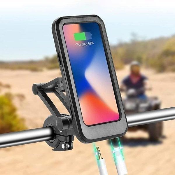 Waterproof Bicycle & Motorcycle Phone Holder,Waterproof Bike Phone Mount, Adjustable Anti-Shock Motorcycle Handlebar Phone Holder