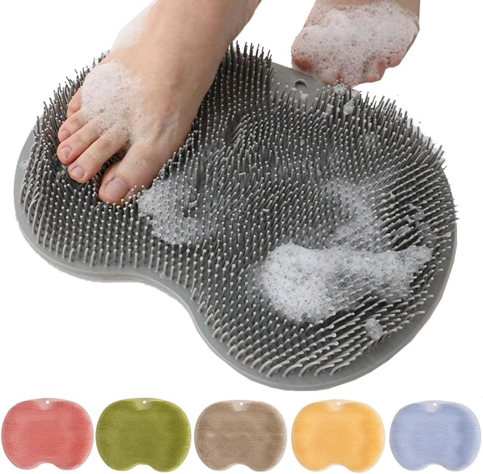 Shower Foot & Back Scrubber Massage Pad, Foot Back Cleaning Pad Back Washer Exfoliating Bath Wash Pad