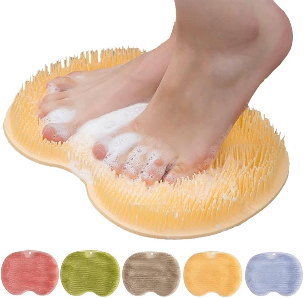 Shower Foot & Back Scrubber Massage Pad, Foot Back Cleaning Pad Back Washer Exfoliating Bath Wash Pad