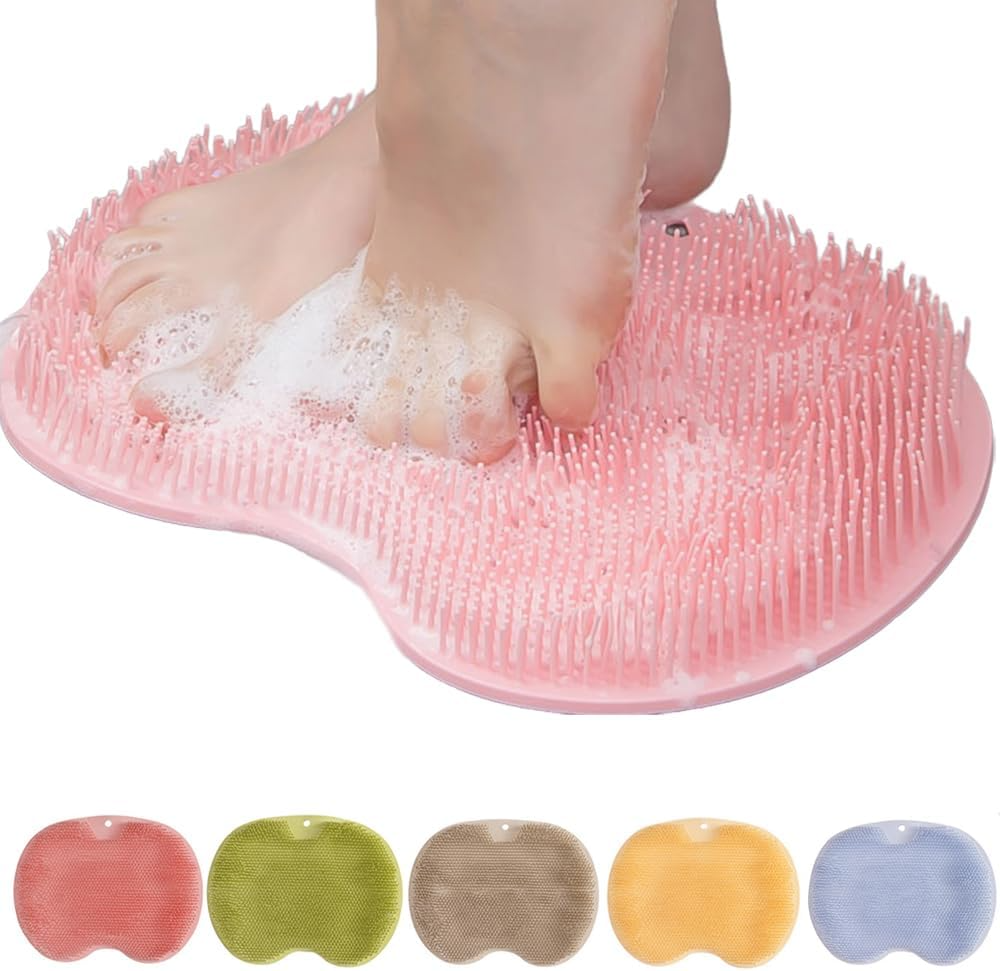 Shower Foot & Back Scrubber Massage Pad, Foot Back Cleaning Pad Back Washer Exfoliating Bath Wash Pad